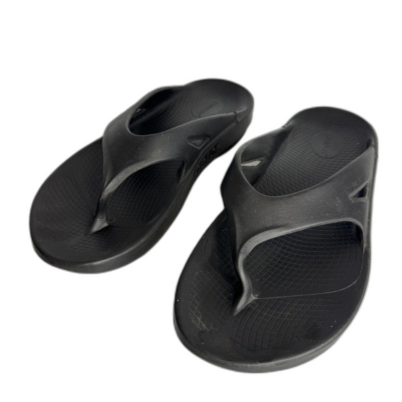 OOFOS Sandals Mens Size 12 Womens 14 Black OOriginal Recovery Flip Flop Thong - Picture 2 of 9